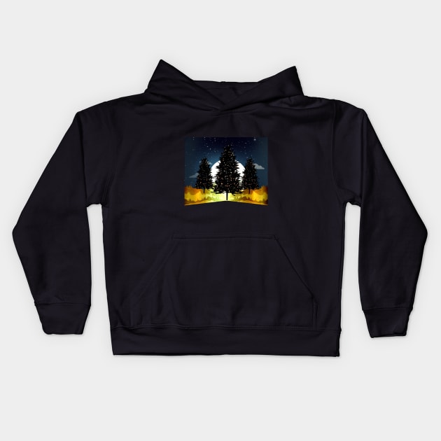 Amazing Christmas tree background Kids Hoodie by Top Dopes